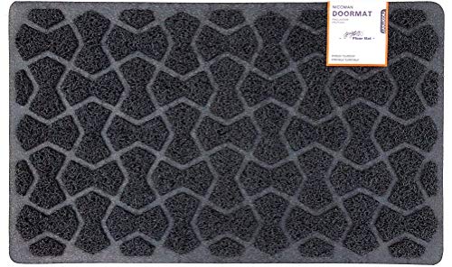 Nicoman Bow-Tie Shape Doormat｜Open Construction Drainage Mat｜For Outdoor Use ONLY(75x44cm, BLACK, Use Outdoor Only)