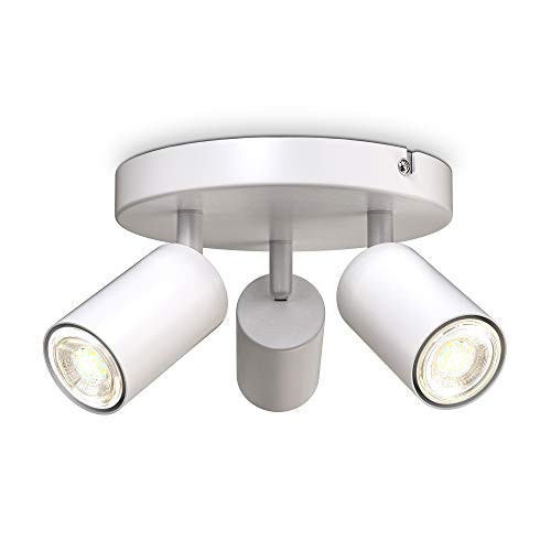 B.K.Licht Ceiling Light, 3 Rotatable Spots, GU10 Sockets, Bulbs not Included, Spotlight for Kitchen, Dining Room, Bedroom, Metal Spotlight Ceiling Lamp, Flexible Design IP20 230V, 9/19 cm, White