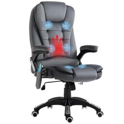 Vinsetto Massage Office Chair with Lumbar Heating, Reclining Back, Grey