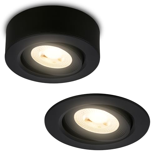 Briloner - 2 in 1 LED Surface-Mounted spot and recessed Spotlight, Swivel, dimmable, Warm White Light, LED spot 230V, Ceiling Spotlight, recessed luminaire, Ceiling Spotlight, Hole Size 68mm, 90x30mm