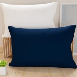 PETTI Artigiani Italiani - Pair of Pillow Cases 70 x 40 cm in Microfibre, Pillows for Bedroom Furniture, Sofa, Set of 2 Cushion Covers, Double Sided Pillowcase White Night Blue