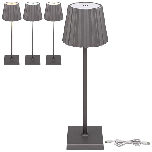 Lesser & Pavey Rechargeable LED Touch Lamp - Grey for Home Decor & Living Room - Ideal Reading Light for Study & Bedroom - Led Desk Lamp for Home & Office - Desk Light for Students & Professionals