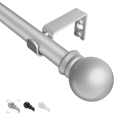 "Curtain Rods for Windows 31""- 125"", 5/8 inch Small Curtain Rod Sliver Adjustable by Splicing for Bedroom, Living Room, Kitchen and Outdoors"