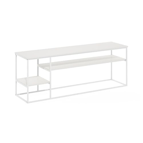 Furinno Moretti Modern Lifestyle TV Stand for TV up to 65 Inch, Solid White/White