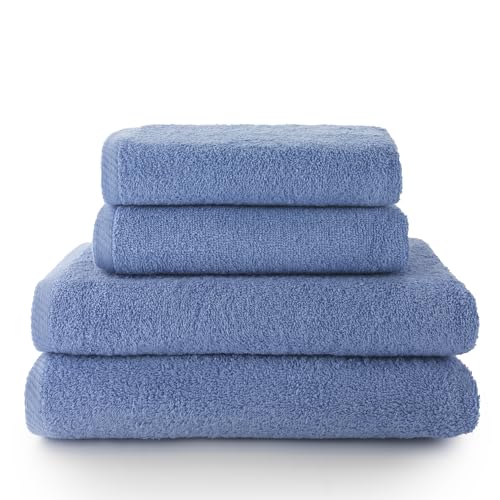 Top Towels - Set of 2 Hand Towels and 2 Bath or Shower Towels - Towel Set -100% Cotton - 400 g/m2