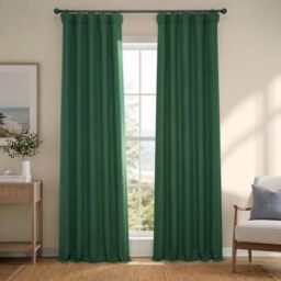 HPD Half Price Drapes Faux Linen Textured Room Darkening Curtains for Bedroom 96 Inches Long (1 Panel), 50W X 96L Curtains for Living Room Home Decor, Key Green