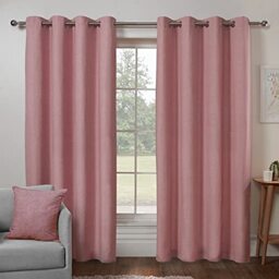 Sleepdown Textured Print Eyelet Curtains Lined Curtains for Bedroom and Living Room 90 x 90 Inch Blush 2 Panels, 5056242839521
