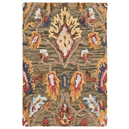 Safavieh Blossom Collection 2' x 3' Green/Multi BLM402B Handmade Premium Wool Accent Rug