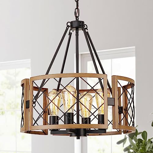 SANTOSTOCK D19'' Farmhouse Chandelier for Dining Room, 4-Light