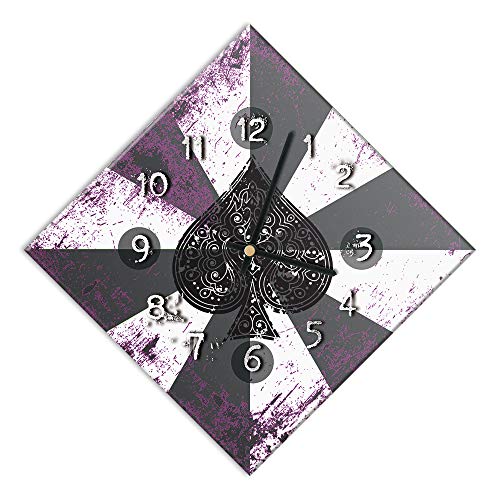 Mareli Wall Clock, Wood, Bianco E Nero Con Sfumature Fucsia, 42x42