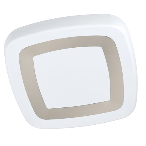 EGLO Ruidera LED Ceiling Light, 1 Bulb Ceiling Light, Modern Living Room Lamp, Kitchen Lamp Made of Steel and Plastic, Hallway Lamp Ceiling in White, Silver, L x W 48 cm