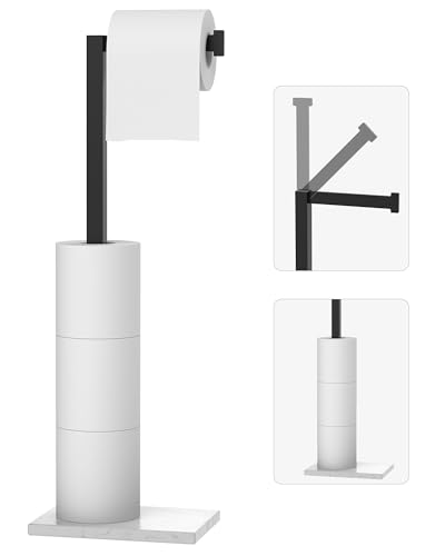 Free Standing Toilet Paper Holder Stand Matte Black Tissue Roll Holder - SUS 304 Stainless Steel Rustproof 22 Inch Rotating Bathroom Toilet Paper Stand for 4 Rolls with Marble Base by HOMEMYSTIQUE