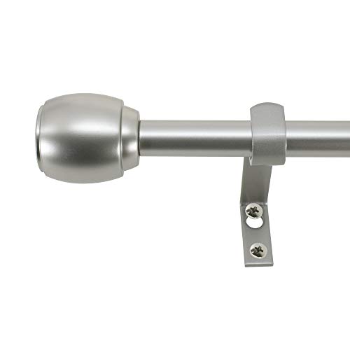 "Decopolitan 5/8"" Cap Curtain Rod Set, 48 to 84 Inches, Silver"
