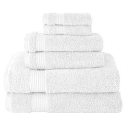 BERIBO Turkish Towel Set 100% Cotton (Serenity) 6 Pieces, 620gsm (White)