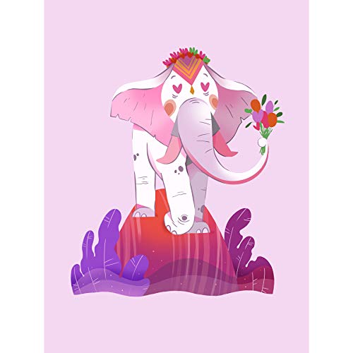 Wee Blue Coo Elephant Flowers Wall Large Art Print Poster Wall Decor 18x24 inch