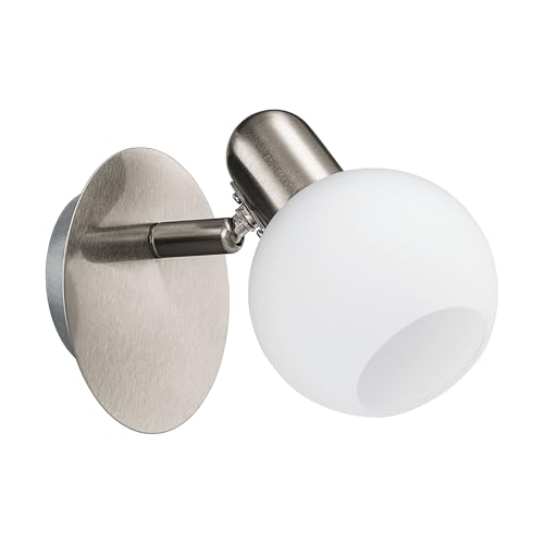 Eglo LED Ceiling lamp Comba, Ceiling Spotlight, Steel in matt Nickel, Opal matt Glass in White E14 Socket