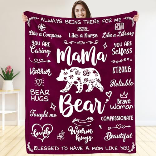 Warmstorey Gifts for Mom from Daughter Son, Blanket for Mom Mother, Birthday Christmas Newyear Gifts Idea, Throw Blankets for Women Blanket (Mama Bear)