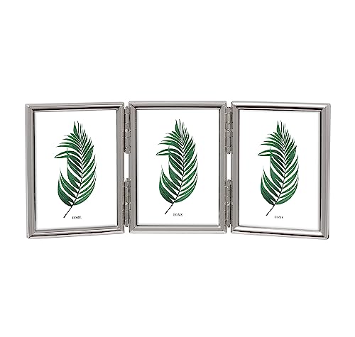 Inov8 Framing Tarnish Resistant Silver Plated Picture Frame - Thin Edge Triple Frame Design for Three Photos 2.5x3.5 Inch (6.5 x 9cm)