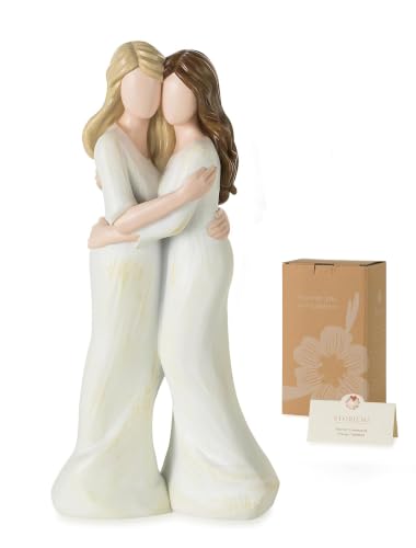 Storieme Sister Hugging Figurine, Sentimental Gifts for Bestie Birthday - Premium resin statue with gift-ready package, Heartwarming Christmas/everyday gift for best friend BFF, Unique home decor