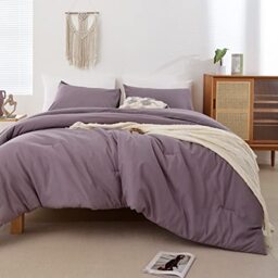 ROSGONIA Dusty Purple Comforter Set Queen, 3pcs (1 Boho Comforter & 2 Pillowcases) All Season Bedding Lightweight Bedspread Blanket Quilt Bed