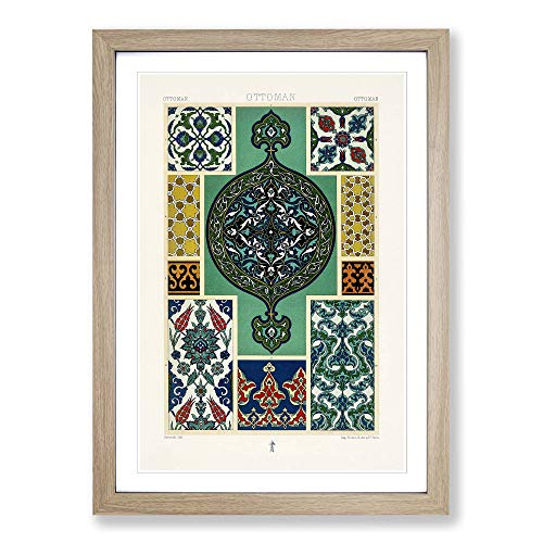 Ottoman Pattern by Albert Racinet Framed Print - A2 Oak Framed Wall Art - Ready to Hang - Modern Fantasy Picture - Living Room Bedroom Lounge Office