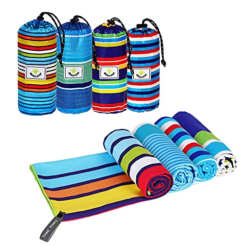 4Monster Quick Dry Beach Towel, Ultra Absorbent Microfiber Travel Towel, Lightweight & Compact for Beach, Swimming, Camping, Pool, Water Sports & Yoga