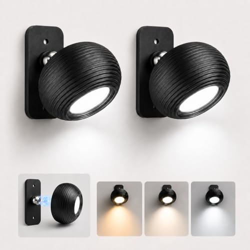 LuminexDesigns Cordless LED Wall Light with Detachable Magnetic Lamp Head, Rechargeable USB-C Wall Mounted Light with Touch Dimming for Bedroom, Living Room & Hallway
