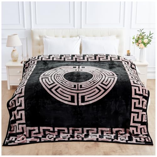 Luxury Heavy Blanket 4Kg - Sherpa Fleece Reversible Bed Throw Blanket Greek 2 Ply - Deep Sleeping - Anxiety Relief - Polyester Weighted Blanket For Adult (200 x 240 Cm)