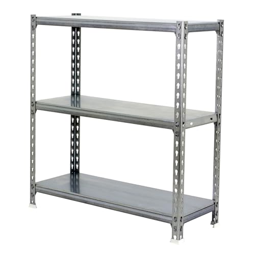Simon Rack Garage Shelving Units 900x900x500 mm, 3 Tier Steel Rack, 180 kg per Shelf, Galvanised - Simonclick