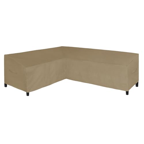 "Easy-Going Patio L-Shaped Sectional Sofa Cover, 85""X110"" Waterproof Heavy Duty Outdoor Garden Furniture Cover with Air Vent (Left Facing, Camel)"