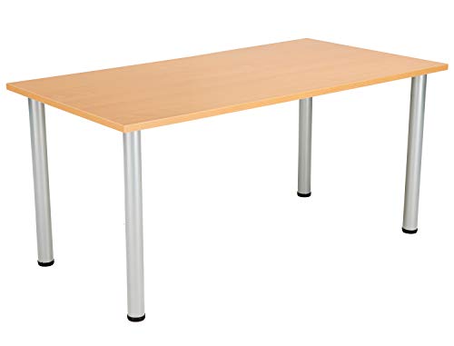 Office Hippo Desk Table, Sturdy & Robust Computer Table, Stylish Work Table For Home Office, Ideal For Canteen or Meeting Room, High Table Desk, 5 Year Guarantee - Beech