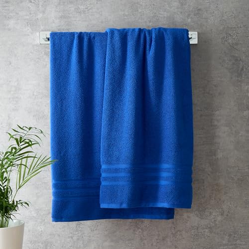 Catherine Lansfield Zero Twist Cotton 90x140cm Bath Sheet Pair Cobalt Blue
