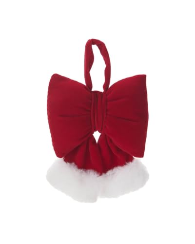 Mini Santa Velvet Christmas Tree Bows, Red Santa Bow Decorations Set of 6