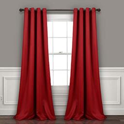 "Lush Decor Insulated Grommet Blackout Linen Window Curtain Panel (Single Panel), 108"" L x 52"" W, Red"