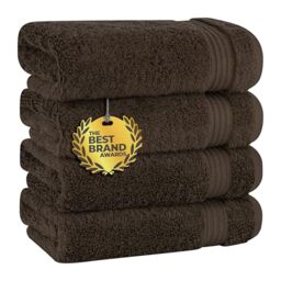 Cotton Paradise Hand Towels for Bathroom, 100% Cotton Turkish 4 Piece Hand Towel Set, Soft Absorbent Face Towels, Brown Hand Towels