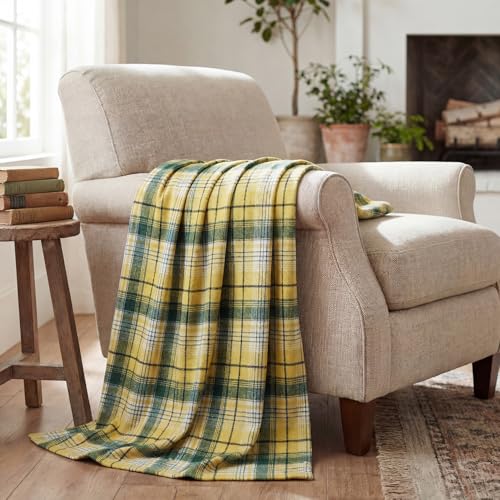 Horaldaily Yellow Green Plaid Spring Summer Decorative Throw Blanket 60x80 - Rustic Farmhouse Soft Lightweight Non-shedding Plaid Throw Blanket for Couch Sofa Bed Decoration, Ideal Gift for Kids Adults