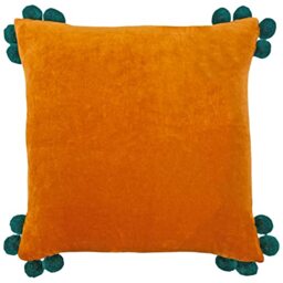 furn. Hoola Polyester Filled Cushion, Cotton, Orange/Teal