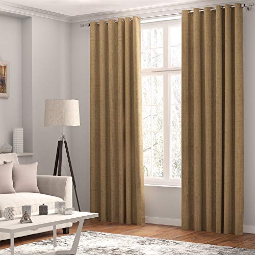 Curtains Faux Linen, Thermal Insulated, 3 Pass 100 % Blackout Eyelet Curtains, (2 Panels) Window Curtains/Panels/Drapes, 168 cm per Panel Width available in 3 drops (Bronze, 66 x 54 inch 168 x 137 cm)