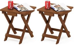 Furinno Patio Tables, Wood, Natural, one size (Pack of 2)