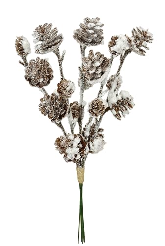Artificial cone branch with snow artificial branch iced decorative branch conifers decoration Christmas decoration stem arrangement wreaths wreath Advent wreath garland branch Christmas decoration