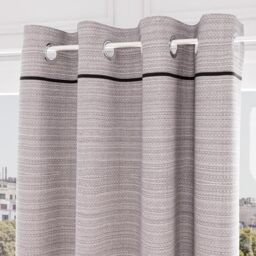 Soleil d'ocre, Curtain with Eyelets Recycled Cotton 135 x 250 cm Stone Black