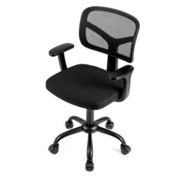 GYMAX Kids Desk Chair (Black, 54x46x84-94cm, without Footrest) - Height Adjustable Children Swivel Chair with Armrests, Wheels & Removable Seat Cushion, Child Study Chair for Girls Boys