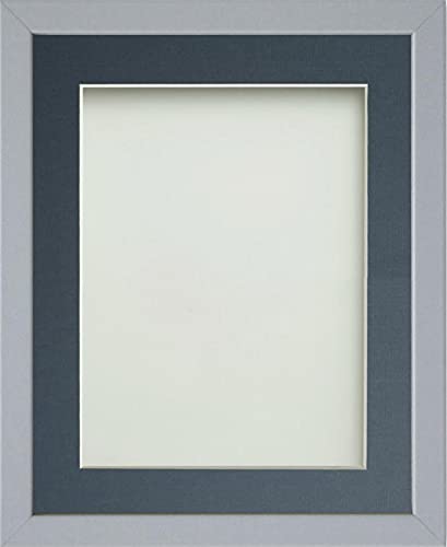 Frame Company Jellybean Range Grey Wooden 16x12 inch Picture Photo Frame with Blue Mount for Image 14x10 inch * Choice of Colours & Sizes* Fitted with Perspex