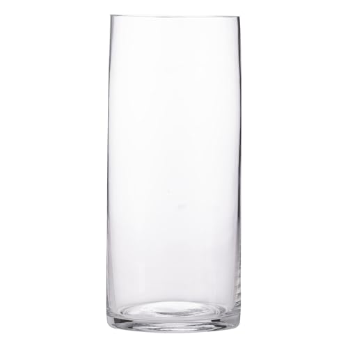 Ravenhead Cylinder 24cm Vase - Elegant Handmade Glass Vase for Single Stems, Floral Arrangements, Centrepieces & Candle Lanterns