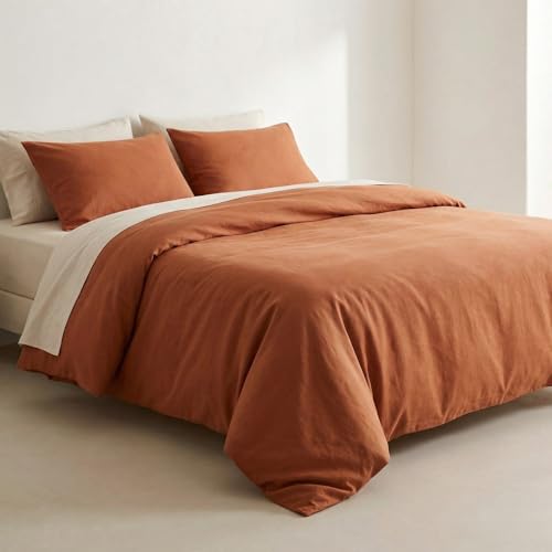 GAMUSI 100% Cotton Duvet Cover 180 x 220 cm with Pillowcase 100% Breathable Soft Bedding Set