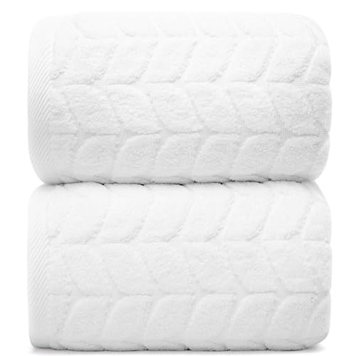 Alusa Home Ultra Soft & Plush 700 GSM Luxury Bath Sheets - Pack of 2 - Extra Large 35x70 Inches - 100% Zero-Twist, Long-Staple Cotton - Remarkably Absorbent (White)