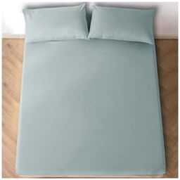 4ft Fitted Bed Sheet- Polycotton Small Double Fitted Sheet with Elasticated Corners- Machine Washable, Breathable Fitted Sheets- Duck Egg