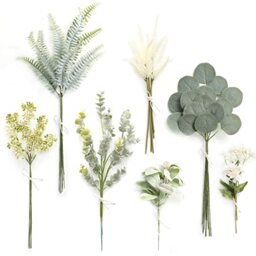 Serra Flora Artificial Greenery Stems Combo Box Set,46pcs with 7 Kinds of Faux Greenery Picks for DIY Bridal Bouquets Wedding Floral Arrangement Party Table Centerpieces