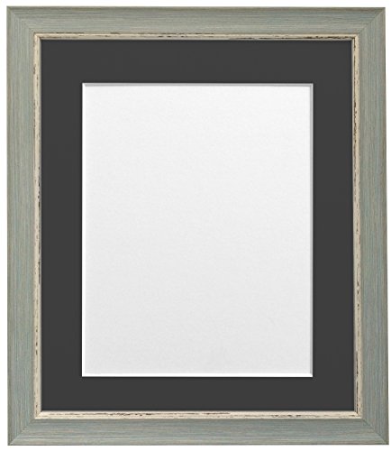 FRAMES BY POST Nordic Distressed Picture Photo Frame, Recycled Plastic, Blue with Black Mount, 14 x 11 Image Size 12 x 8 Inch