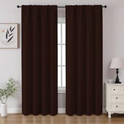 CUCRAF Blackout Curtains Room Darkening Window Curtain Panels, Rod Pocket Thermal Insulated Solid Drapes for Bedroom Living Room, Set of 2 Panels. 52 x 95 inch, Chocolate